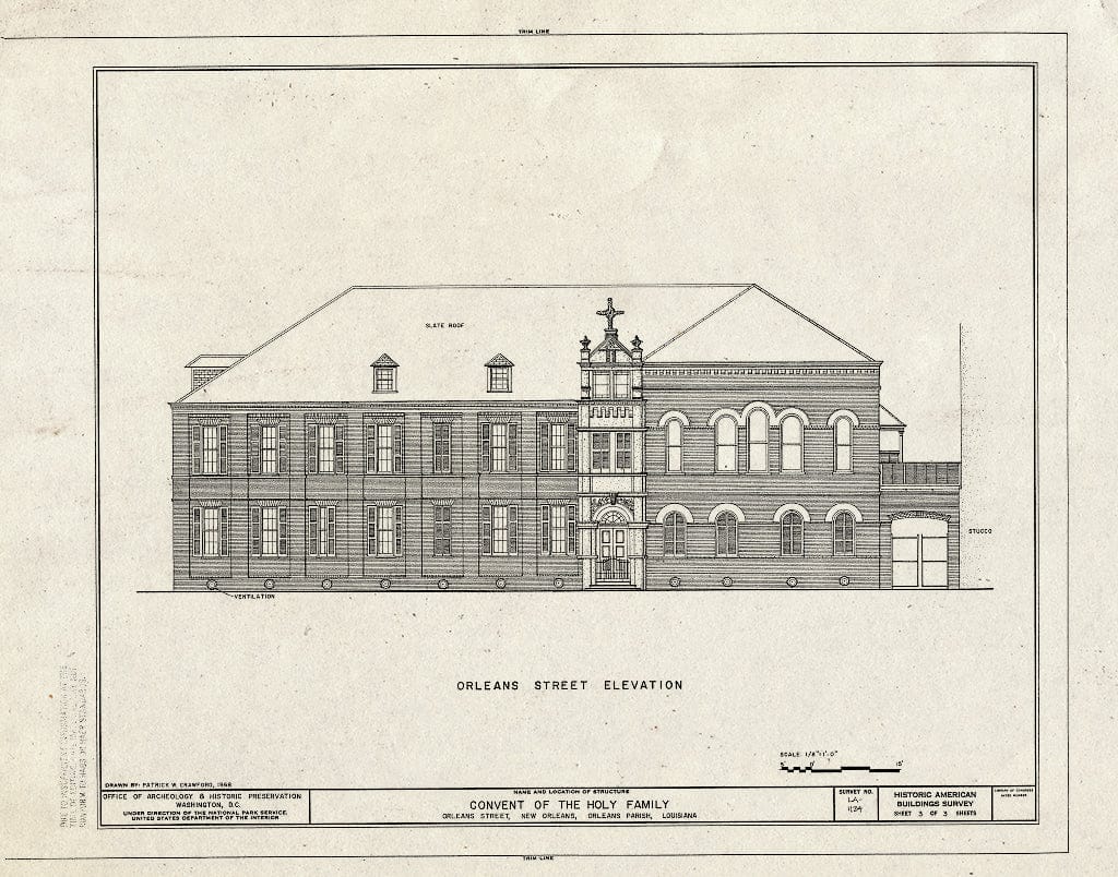 Blueprint HABS LA,36-NEWOR,76- (Sheet 3 of 3) - Convent of The Holy Family, Orleans Street, New Orleans, Orleans Parish, LA