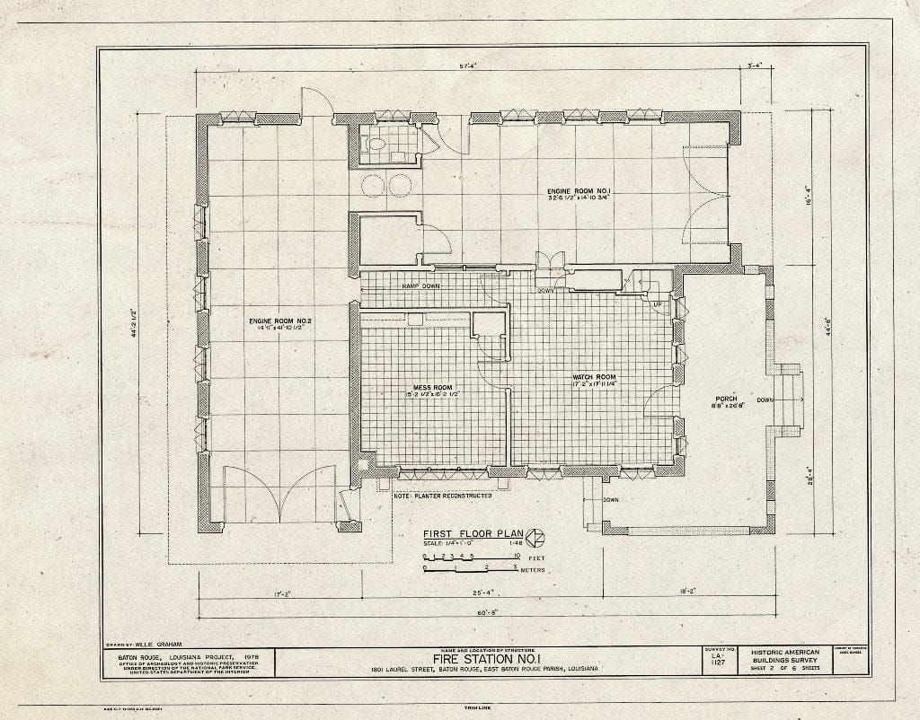 Blueprint HABS LA,17-BATRO,2- (Sheet 2 of 6) - Laurel Street Station, 1801 Laurel Street, Baton Rouge, East Baton Rouge Parish, LA