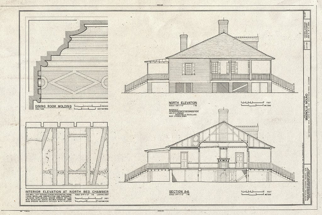 Blueprint HABS LA,17-BATRO,14- (Sheet 5 of 5) - Magnolia Mound, 2161 Nicholson Drive, Baton Rouge, East Baton Rouge Parish, LA