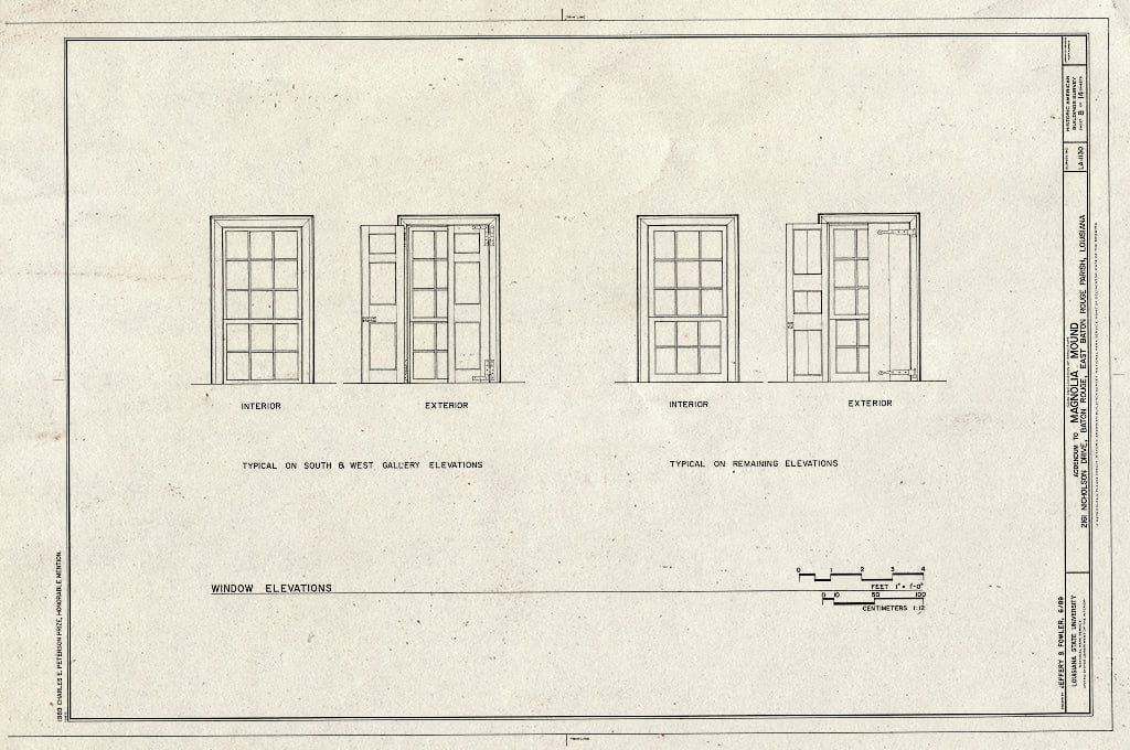 Blueprint HABS LA,17-BATRO,14- (Sheet 8 of 14) - Magnolia Mound, 2161 Nicholson Drive, Baton Rouge, East Baton Rouge Parish, LA