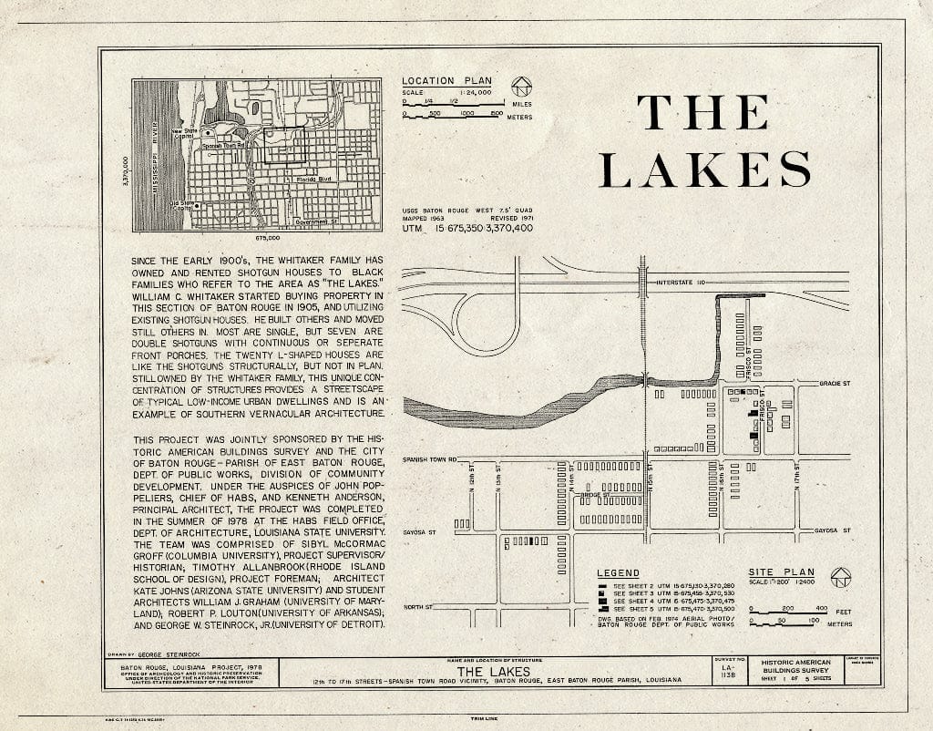 Blueprint HABS LA,17-BATRO,12- (Sheet 1 of 5) - Suburb Gracie, North, North Seventeenth, North Thirteenth & Fuqua Streets, Baton Rouge, East Baton Rouge Parish, LA