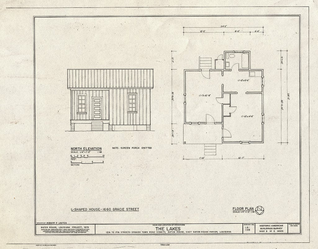 Blueprint HABS LA,17-BATRO,12- (Sheet 3 of 5) - Suburb Gracie, North, North Seventeenth, North Thirteenth & Fuqua Streets, Baton Rouge, East Baton Rouge Parish, LA