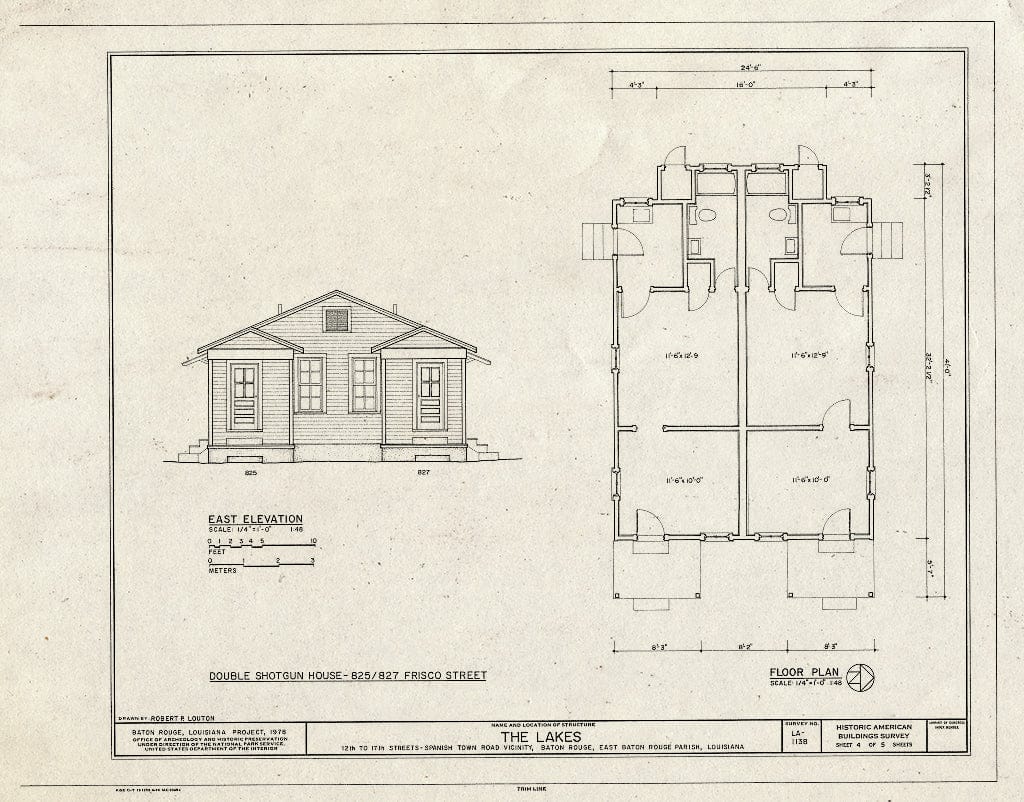 Blueprint HABS LA,17-BATRO,12- (Sheet 4 of 5) - Suburb Gracie, North, North Seventeenth, North Thirteenth & Fuqua Streets, Baton Rouge, East Baton Rouge Parish, LA
