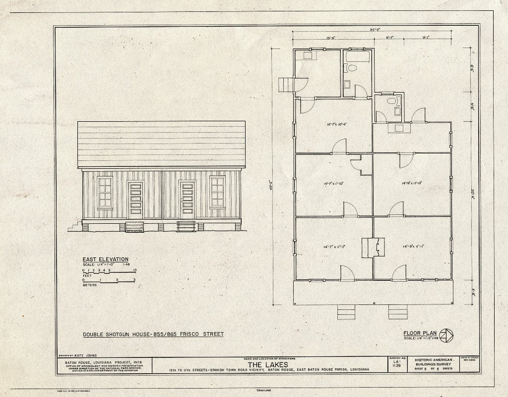 Blueprint HABS LA,17-BATRO,12- (Sheet 5 of 5) - Suburb Gracie, North, North Seventeenth, North Thirteenth & Fuqua Streets, Baton Rouge, East Baton Rouge Parish, LA