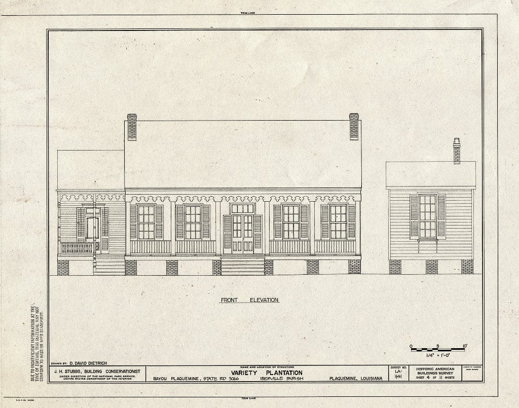 Blueprint HABS LA,24-PLAQ,1- (Sheet 4 of 11) - Variety Plantation, State Highway 3066, Bayou Plaquemine, Plaquemine, Iberville Parish, LA