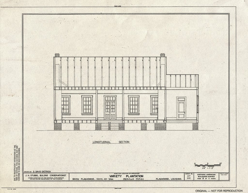 Blueprint HABS LA,24-PLAQ,1- (Sheet 8 of 11) - Variety Plantation, State Highway 3066, Bayou Plaquemine, Plaquemine, Iberville Parish, LA