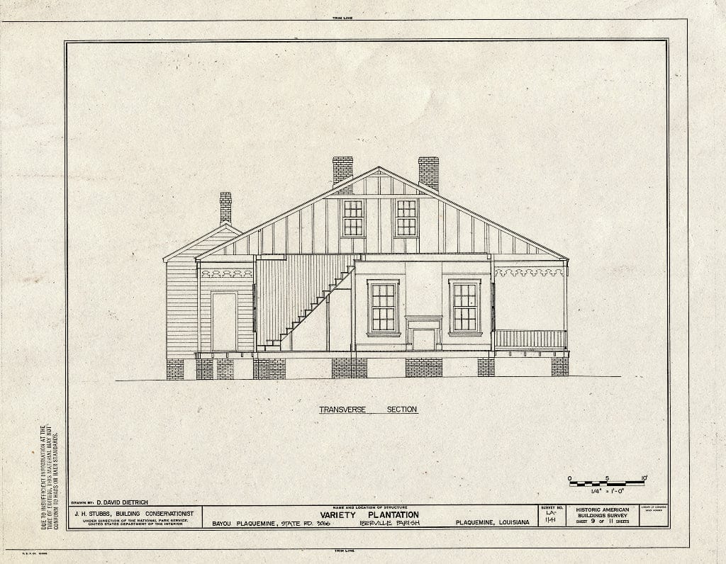 Blueprint HABS LA,24-PLAQ,1- (Sheet 9 of 11) - Variety Plantation, State Highway 3066, Bayou Plaquemine, Plaquemine, Iberville Parish, LA