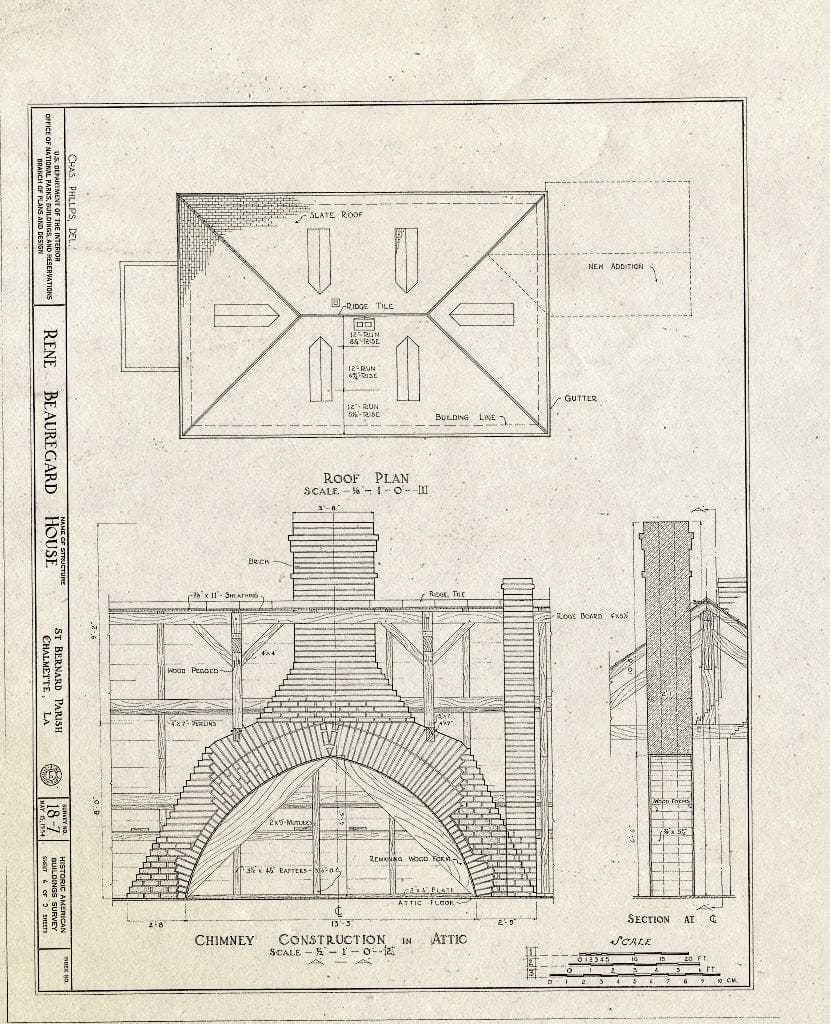 Blueprint HABS LA,44-CHALM,1- (Sheet 6 of 9) - Rene Beauregard House, Chalmette, St. Bernard Parish, LA