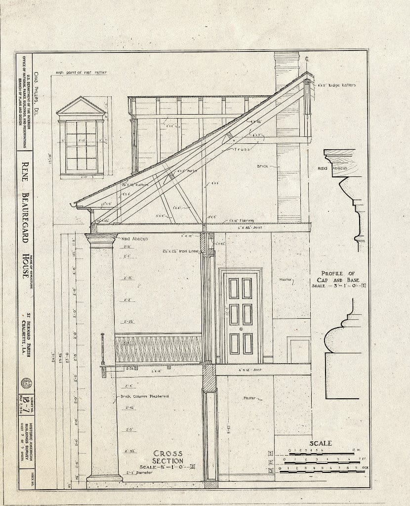 Blueprint HABS LA,44-CHALM,1- (Sheet 7 of 9) - Rene Beauregard House, Chalmette, St. Bernard Parish, LA