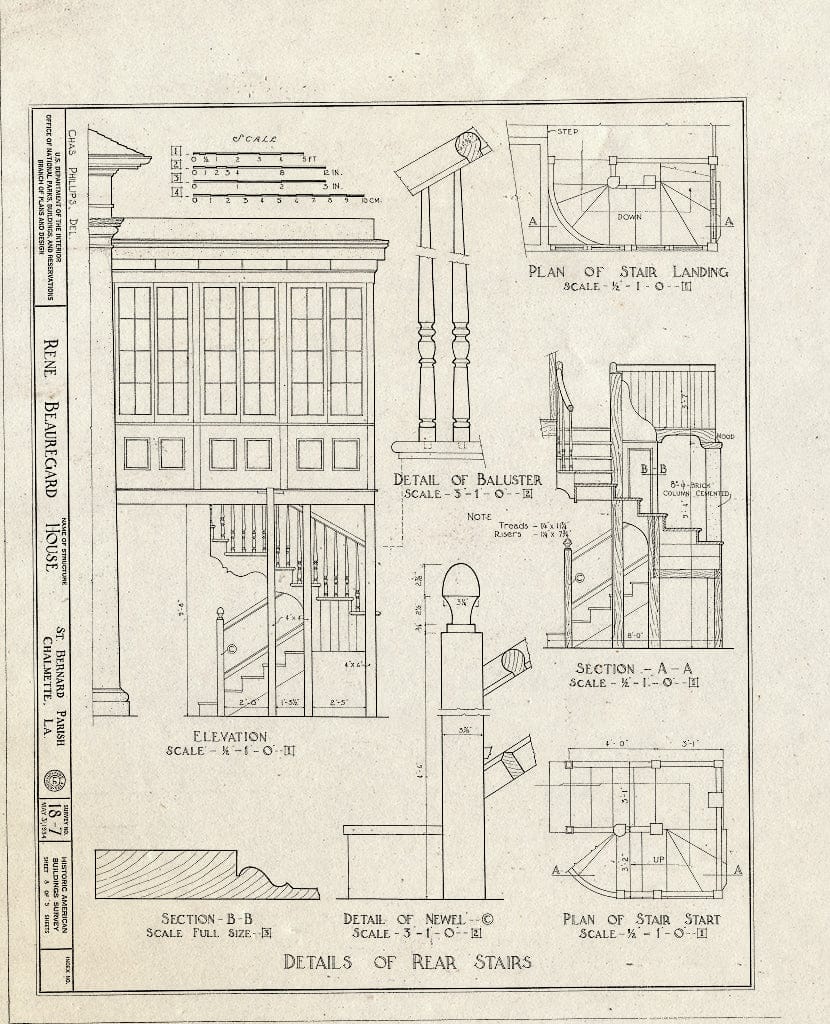 Blueprint HABS LA,44-CHALM,1- (Sheet 8 of 9) - Rene Beauregard House, Chalmette, St. Bernard Parish, LA