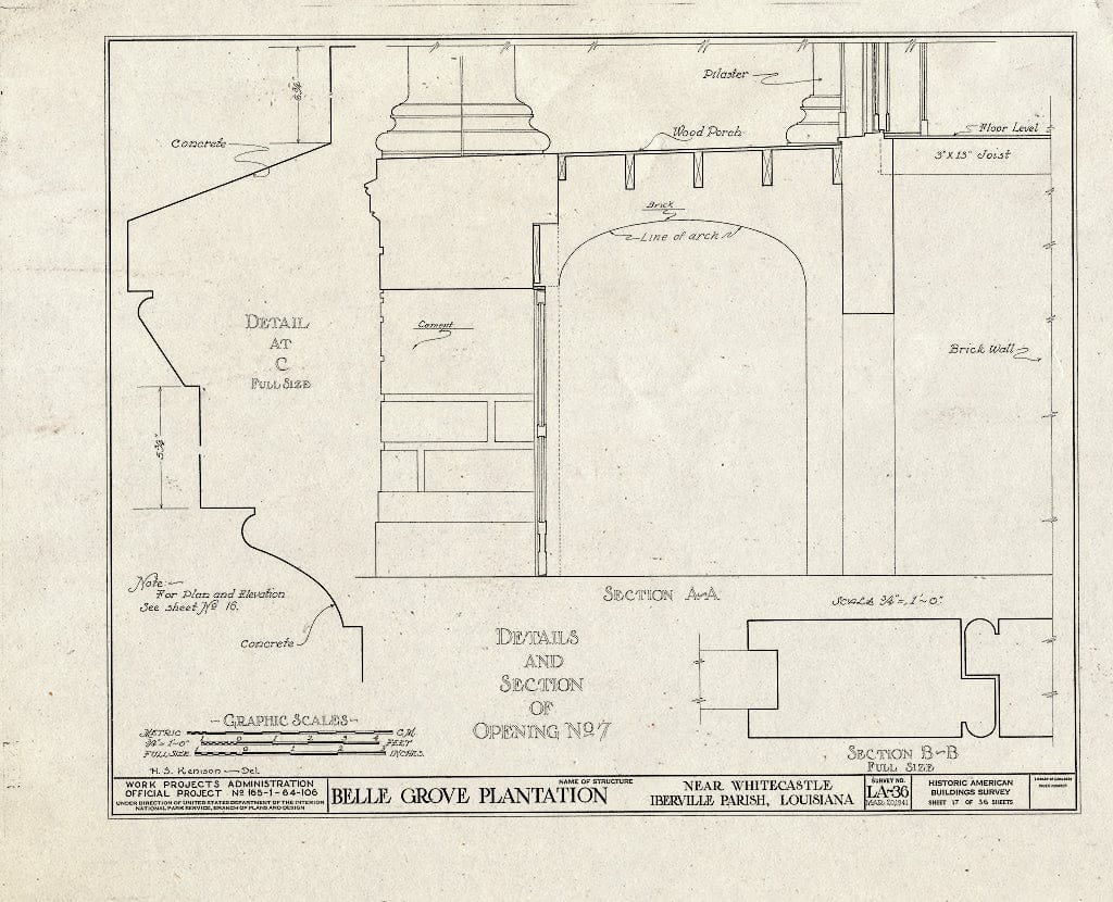 Blueprint HABS LA,24-WHICA.V,1- (Sheet 17 of 36) - Belle Grove, White Castle, Iberville Parish, LA