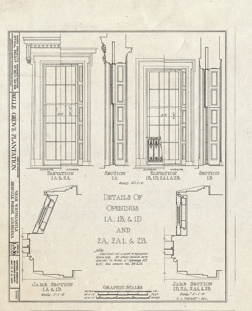 Blueprint HABS LA,24-WHICA.V,1- (Sheet 22 of 36) - Belle Grove, White Castle, Iberville Parish, LA
