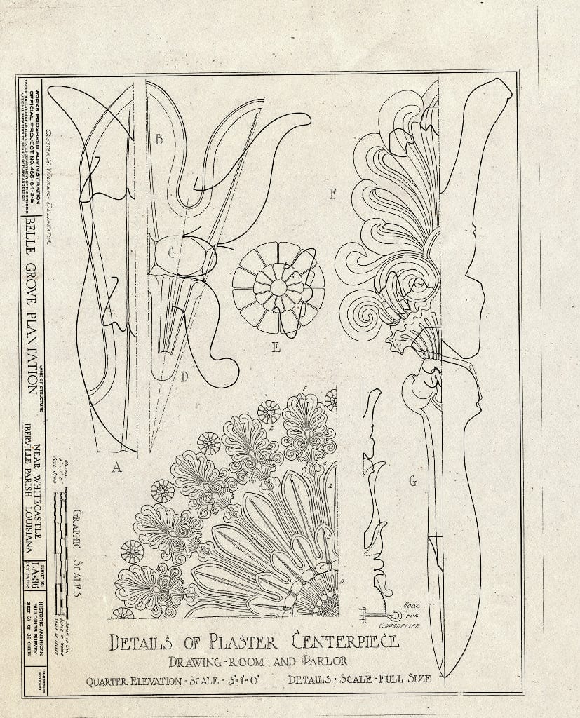 Blueprint HABS LA,24-WHICA.V,1- (Sheet 31 of 36) - Belle Grove, White Castle, Iberville Parish, LA