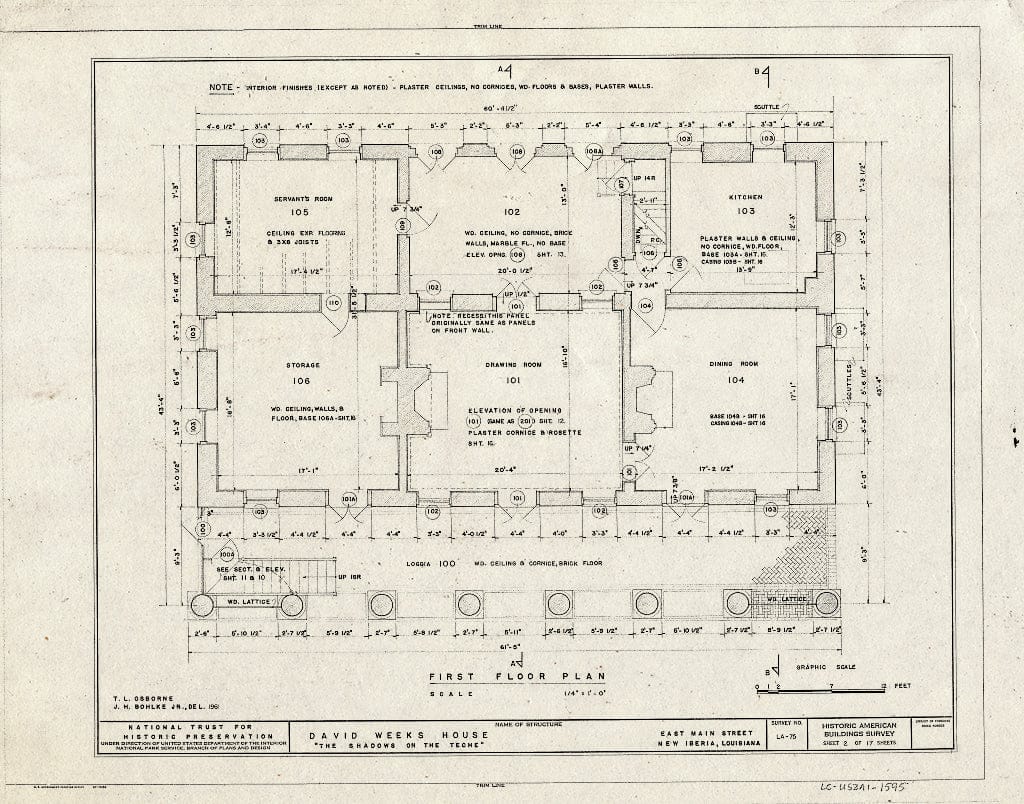 Blueprint HABS LA,23-NEWIB,1- (Sheet 2 of 17) - Shadows on The Teche, Main & Weeks Streets, New Iberia, Iberia Parish, LA