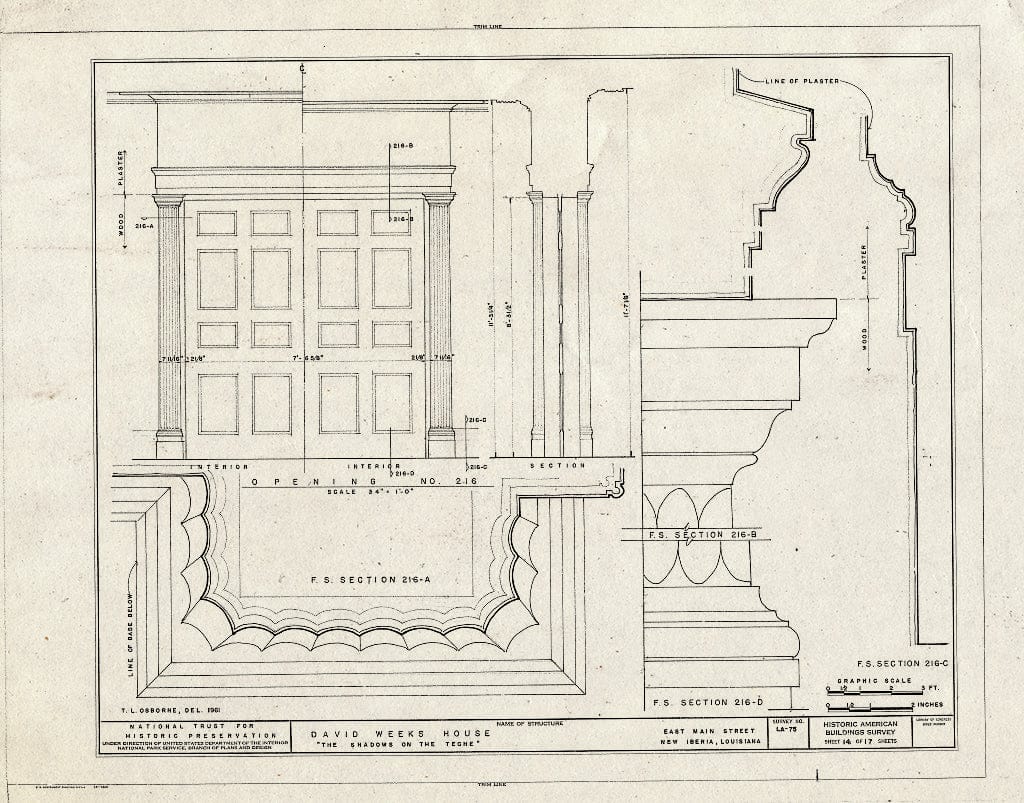 Blueprint HABS LA,23-NEWIB,1- (Sheet 14 of 17) - Shadows on The Teche, Main & Weeks Streets, New Iberia, Iberia Parish, LA