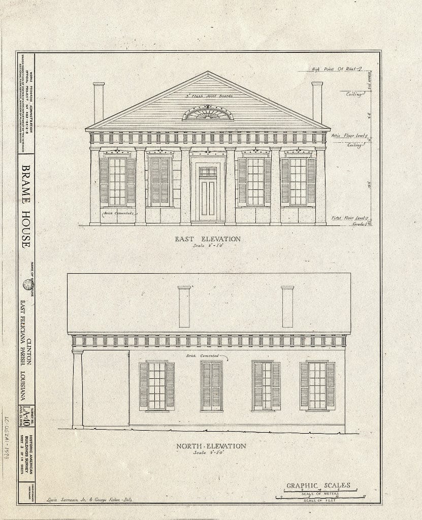 Blueprint HABS LA,19-Clint,3- (Sheet 3 of 14) - Braeme House, State Highway 36, Clinton, East Feliciana Parish, LA