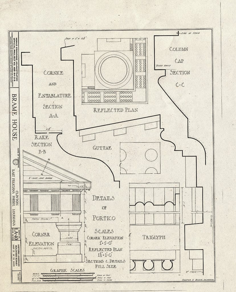 Blueprint HABS LA,19-Clint,3- (Sheet 11 of 14) - Braeme House, State Highway 36, Clinton, East Feliciana Parish, LA