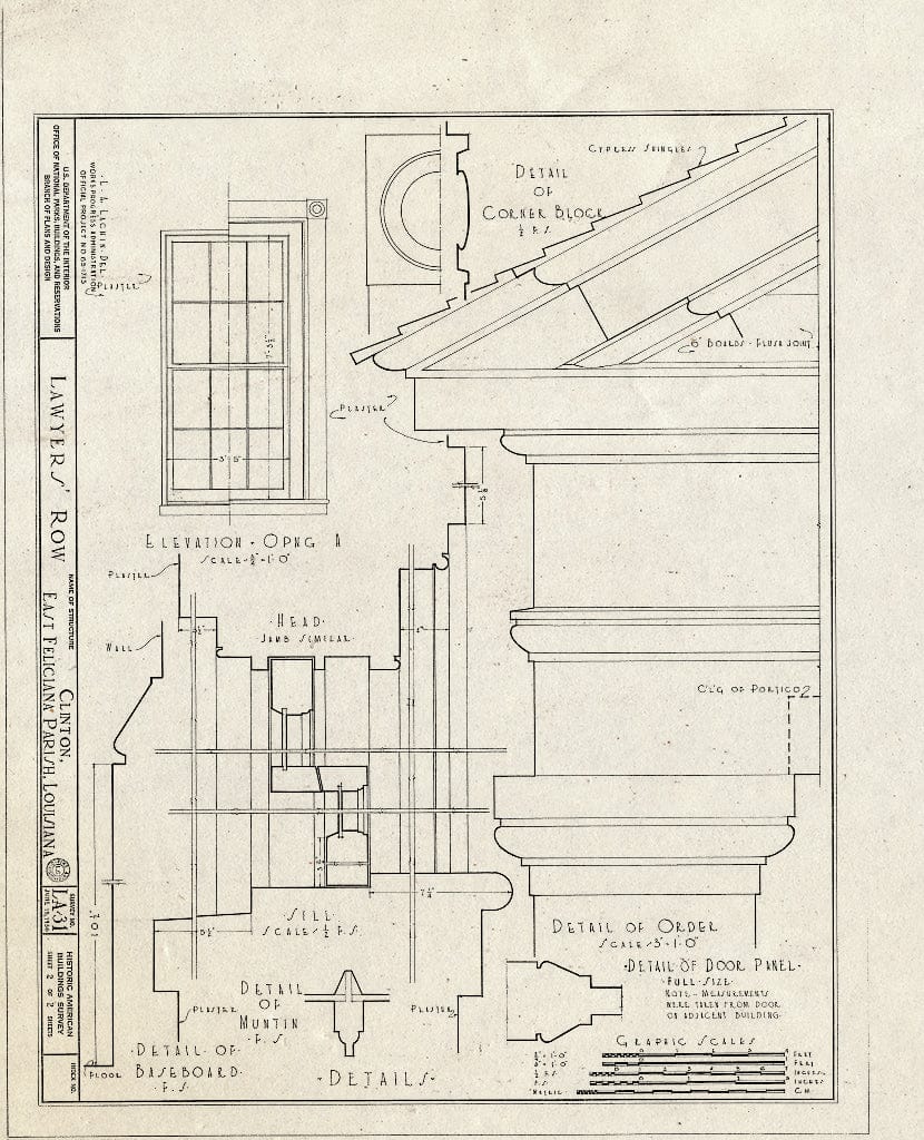 Blueprint HABS LA,19-Clint,2- (Sheet 2 of 2) - Lawyers' Row, Saint Helena Street & Liberty Road, Clinton, East Feliciana Parish, LA