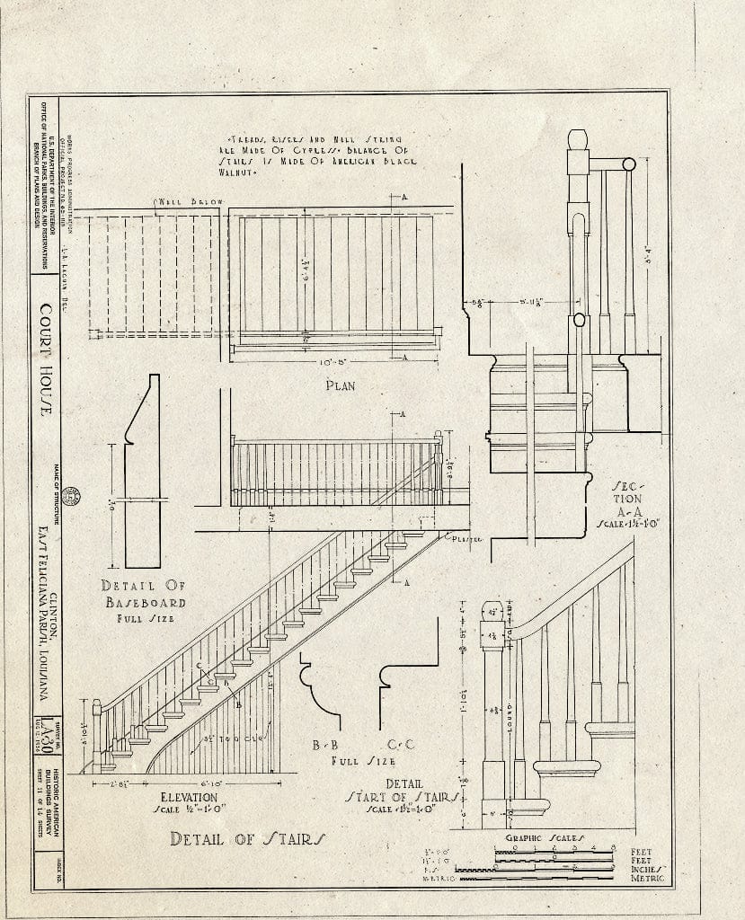 Blueprint HABS LA,19-Clint,1- (Sheet 11 of 14) - Clinton Courthouse, Saint Helena Street, Clinton, East Feliciana Parish, LA