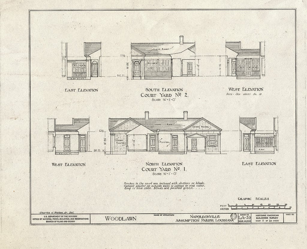 Blueprint HABS LA,4-NAPO.V,1- (Sheet 8 of 20) - Woodlawn Plantation, State Highway 77, Napoleonville, Assumption Parish, LA