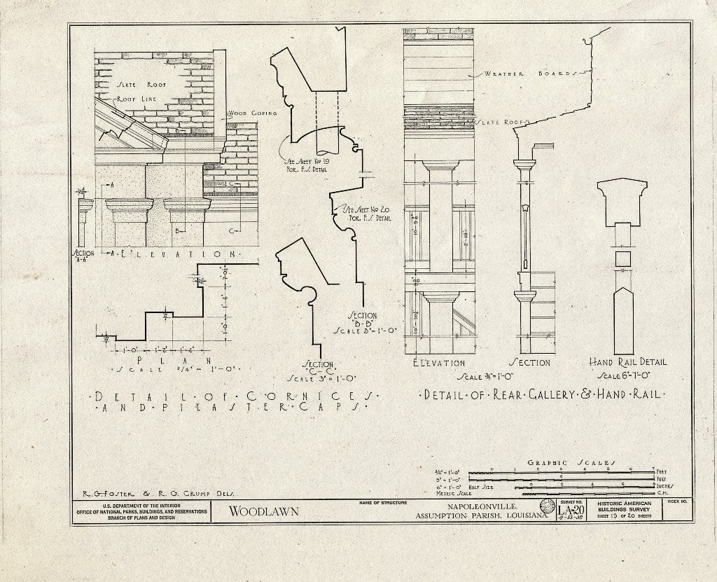 Blueprint HABS LA,4-NAPO.V,1- (Sheet 15 of 20) - Woodlawn Plantation, State Highway 77, Napoleonville, Assumption Parish, LA