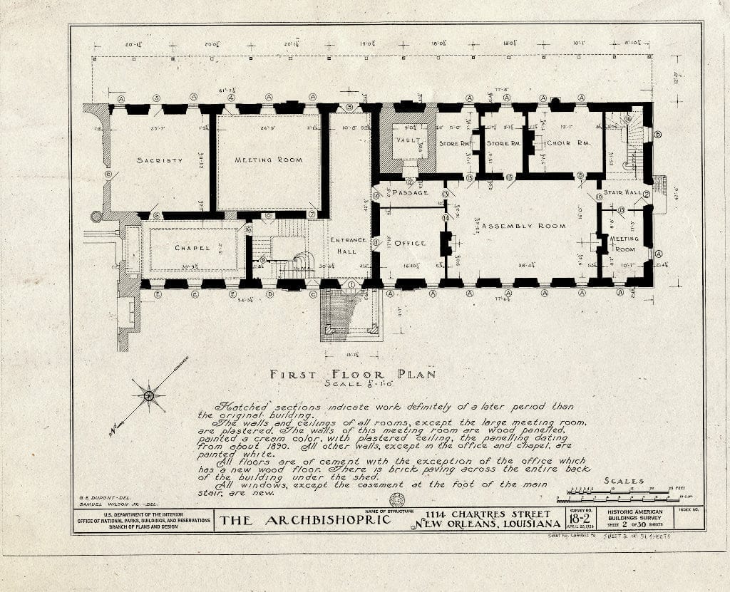 Blueprint HABS LA,36-NEWOR,2- (Sheet 2 of 31) - Archbishopric, 1114 Chartres Street, New Orleans, Orleans Parish, LA