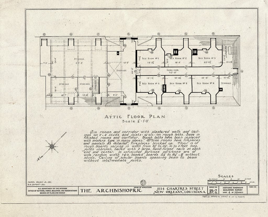 Blueprint HABS LA,36-NEWOR,2- (Sheet 4 of 31) - Archbishopric, 1114 Chartres Street, New Orleans, Orleans Parish, LA