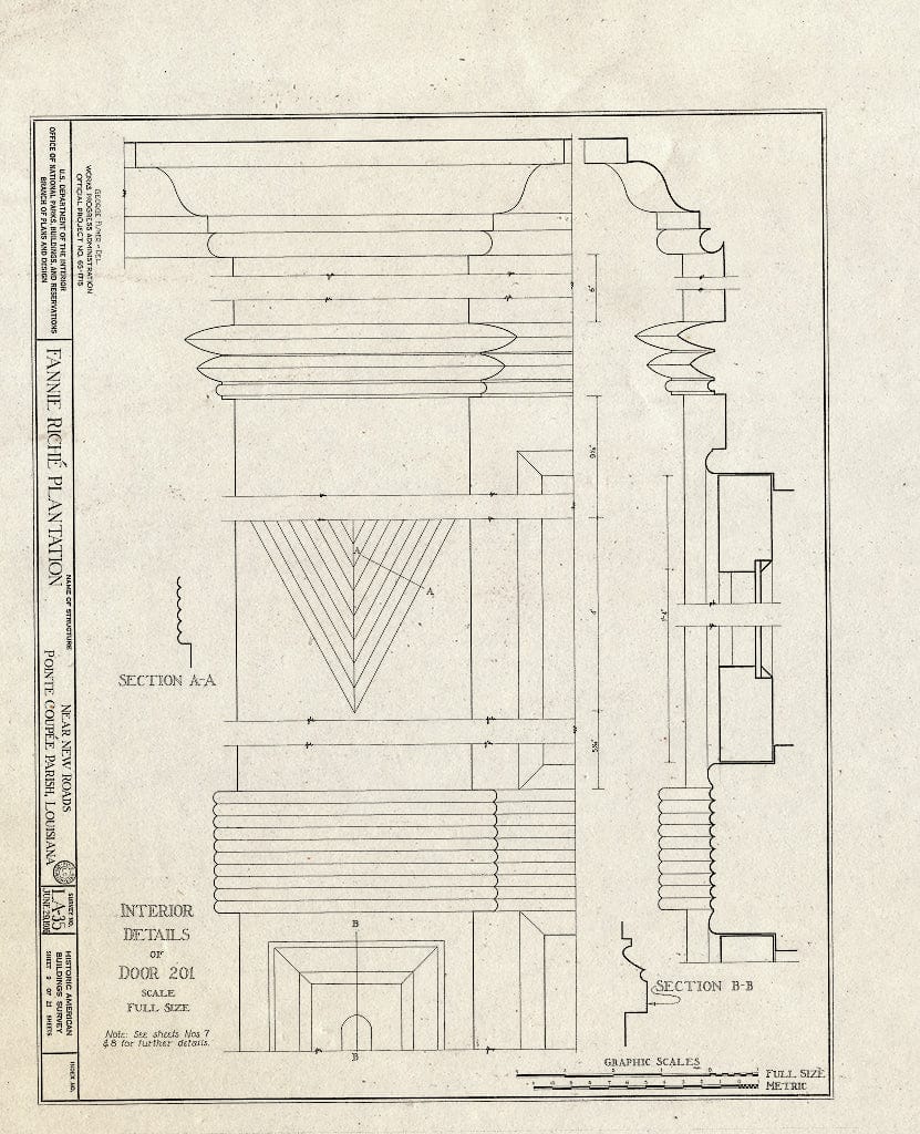Blueprint HABS LA,39-NEWRO.V,2- (Sheet 9 of 21) - Fannie Riche Plantation, State Highway 30, New Roads, Pointe Coupee Parish, LA