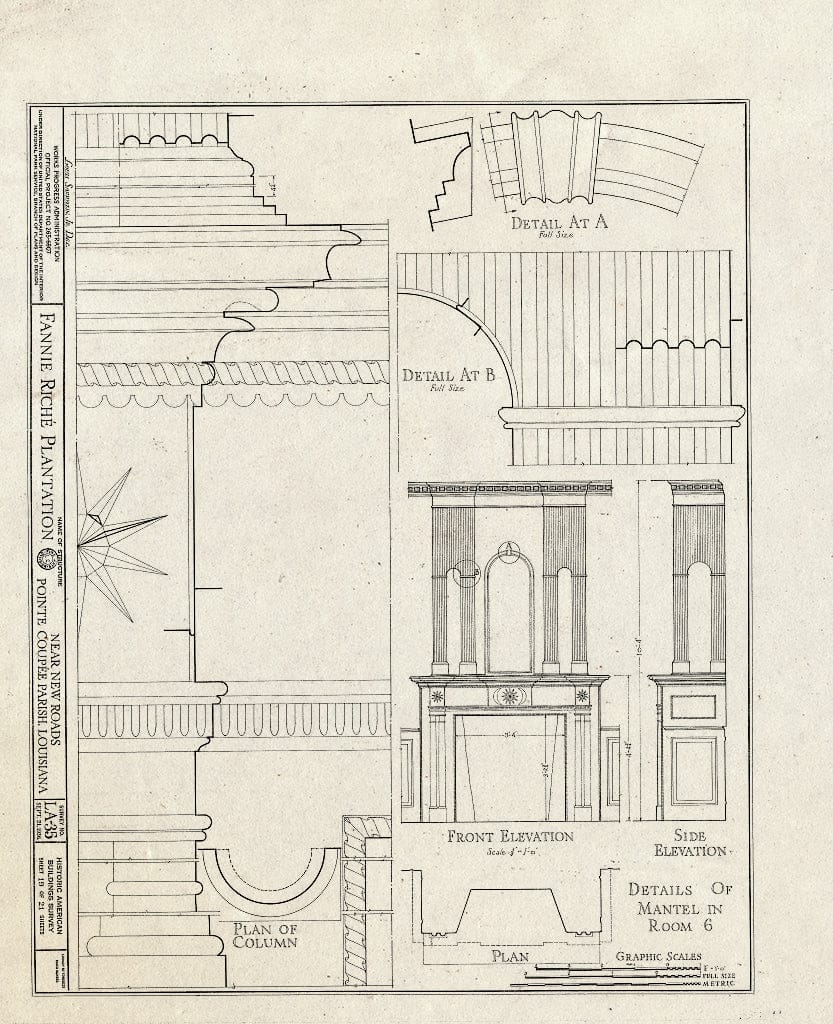 Blueprint HABS LA,39-NEWRO.V,2- (Sheet 19 of 21) - Fannie Riche Plantation, State Highway 30, New Roads, Pointe Coupee Parish, LA