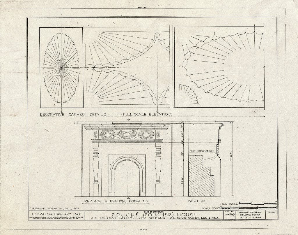 Blueprint HABS LA,36-NEWOR,78- (Sheet 5 of 5) - Fouche House, 619 Bourbon Street, New Orleans, Orleans Parish, LA
