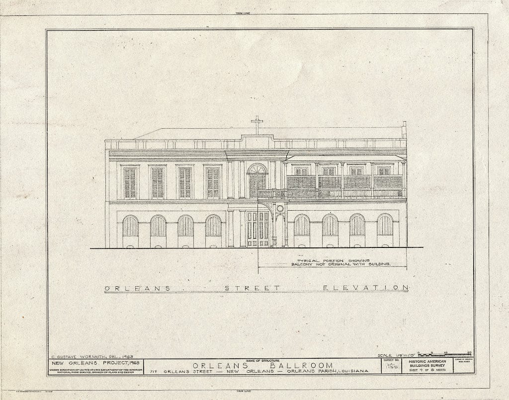 Blueprint HABS LA,36-NEWOR,85- (Sheet 4 of 6) - Orleans Ball Room, 717 Orleans Street, New Orleans, Orleans Parish, LA