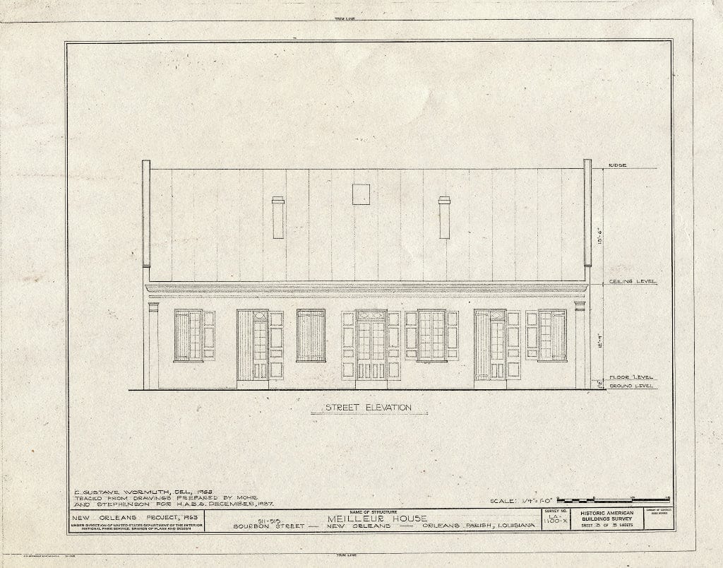Blueprint HABS LA,36-NEWOR,89- (Sheet 3 of 5) - Vieux Carre Squares, Meilleur House, 511-515 Bourbon Street, New Orleans, Orleans Parish, LA