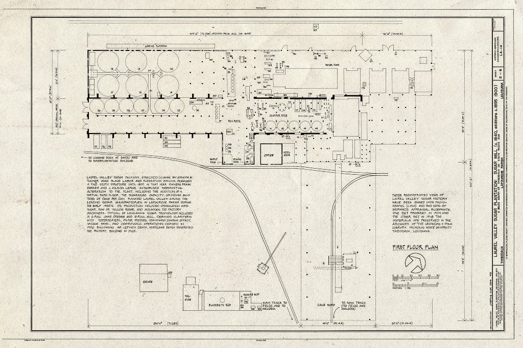 Blueprint HAER LA,29-THIB,1A- (Sheet 2 of 6) - Laurel Valley Sugar Plantation, Sugar Mill, 2 Miles South of Thibodaux on State Route 308, Thibodaux, Lafourche Parish, LA
