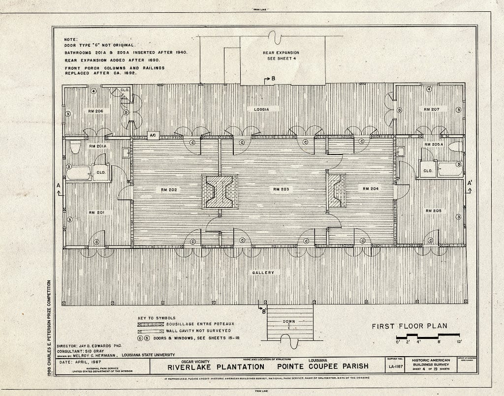Blueprint HABS LA,39-OSC.V,3- (Sheet 4 of 19) - Riverlake Plantation, Oscar, Pointe Coupee Parish, LA