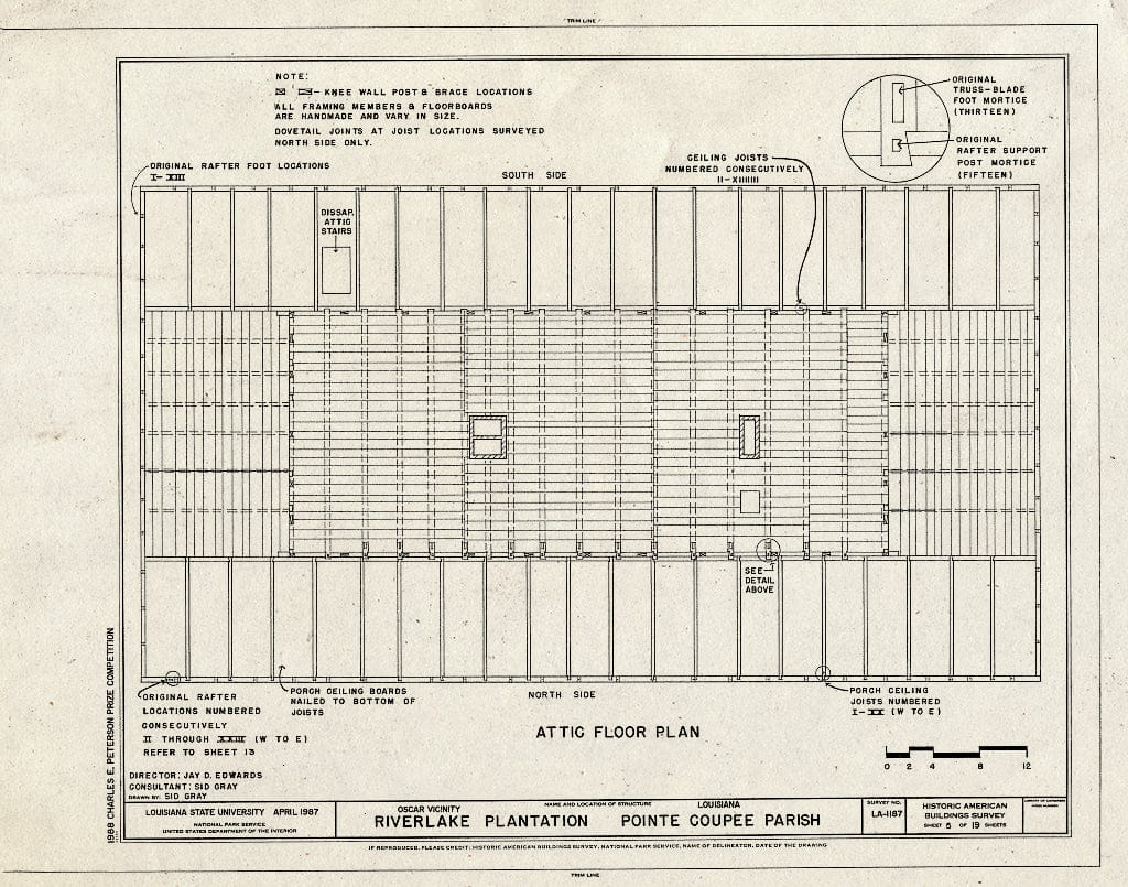 Blueprint HABS LA,39-OSC.V,3- (Sheet 5 of 19) - Riverlake Plantation, Oscar, Pointe Coupee Parish, LA