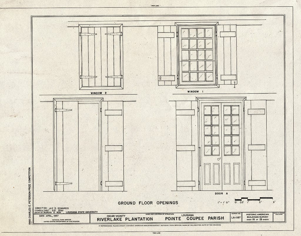 Blueprint HABS LA,39-OSC.V,3- (Sheet 15 of 19) - Riverlake Plantation, Oscar, Pointe Coupee Parish, LA
