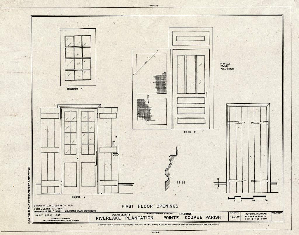 Blueprint HABS LA,39-OSC.V,3- (Sheet 17 of 19) - Riverlake Plantation, Oscar, Pointe Coupee Parish, LA