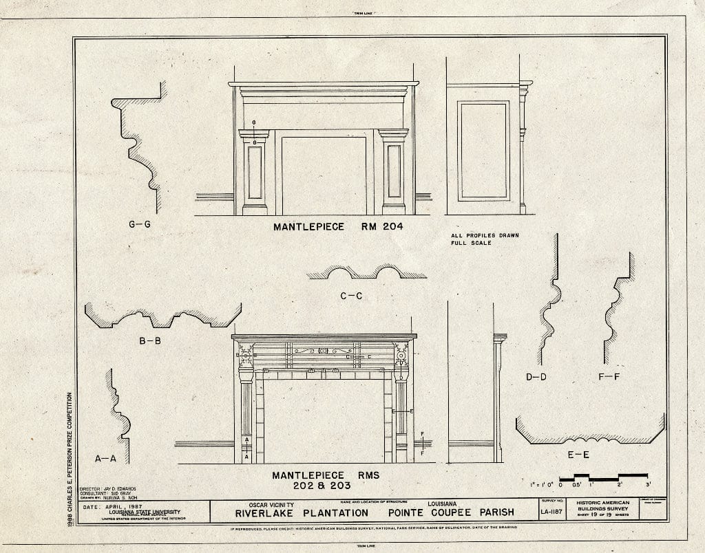 Blueprint HABS LA,39-OSC.V,3- (Sheet 19 of 19) - Riverlake Plantation, Oscar, Pointe Coupee Parish, LA