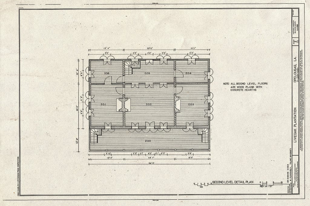 Blueprint HABS LA,49-OPEL,4- (Sheet 6 of 12) - Live Oak Plantation, Betwen Opelousas & Washington, Louisiana, Opelousas, St. Landry Parish, LA