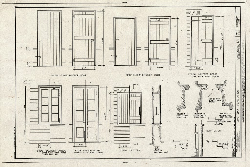 Blueprint HABS LA,49-OPEL,4- (Sheet 11 of 12) - Live Oak Plantation, Betwen Opelousas & Washington, Louisiana, Opelousas, St. Landry Parish, LA