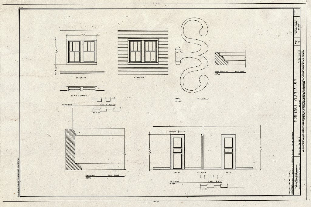 Blueprint HABS LA,48-Lap,1- (Sheet 8 of 9) - Montegut Plantation, Laplace, St. John The Baptist Parish, LA