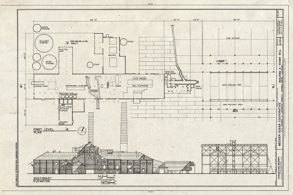 Blueprint HABS LA,40-LECO.V,1-A- (Sheet 1 of 5) - Meeker Sugar Cooperative, Sugar Mill, U.S. Highway 71, Lecompte, Rapides Parish, LA