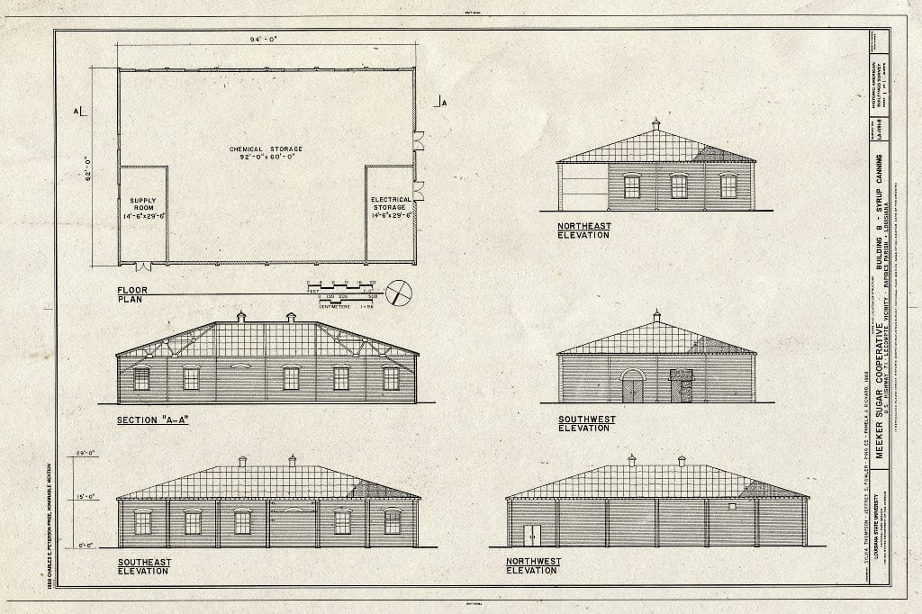 Blueprint HABS LA,40-LECO.V,1-B (Sheet 1 of 1) - Meeker Sugar Cooperative, Syrup Canning Building, U.S. Highway 71, Lecompte, Rapides Parish, LA