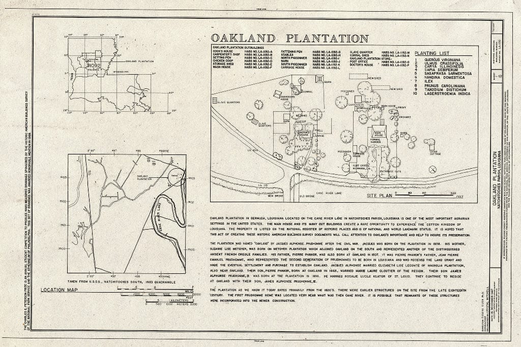 Blueprint HABS LA,35-Berm,2- (Sheet 1 of 32) - Oakland Plantation, Route 494, Bermuda, Natchitoches Parish, LA