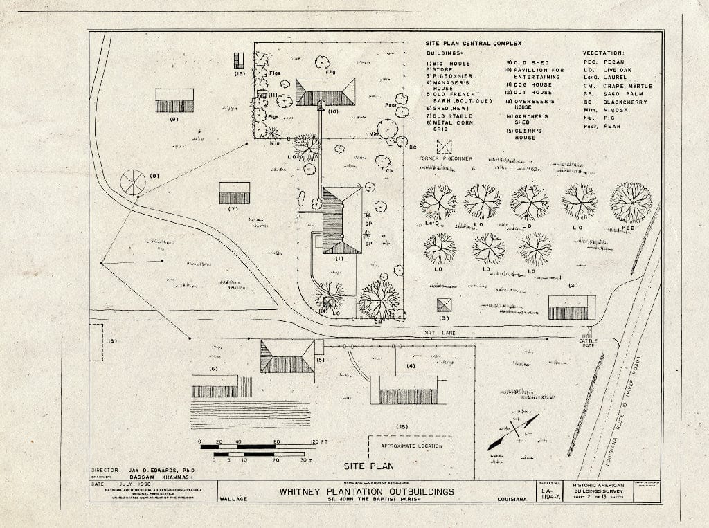 Blueprint HABS LA-1194-A (Sheet 2 of 13) - Whitney Plantation, Outbuildings, Louisiana Route 18, Wallace, St. John The Baptist Parish, LA