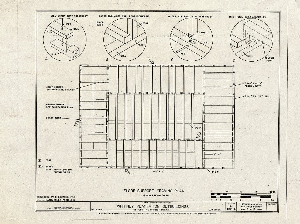 Blueprint HABS LA-1194-A (Sheet 4 of 13) - Whitney Plantation, Outbuildings, Louisiana Route 18, Wallace, St. John The Baptist Parish, LA