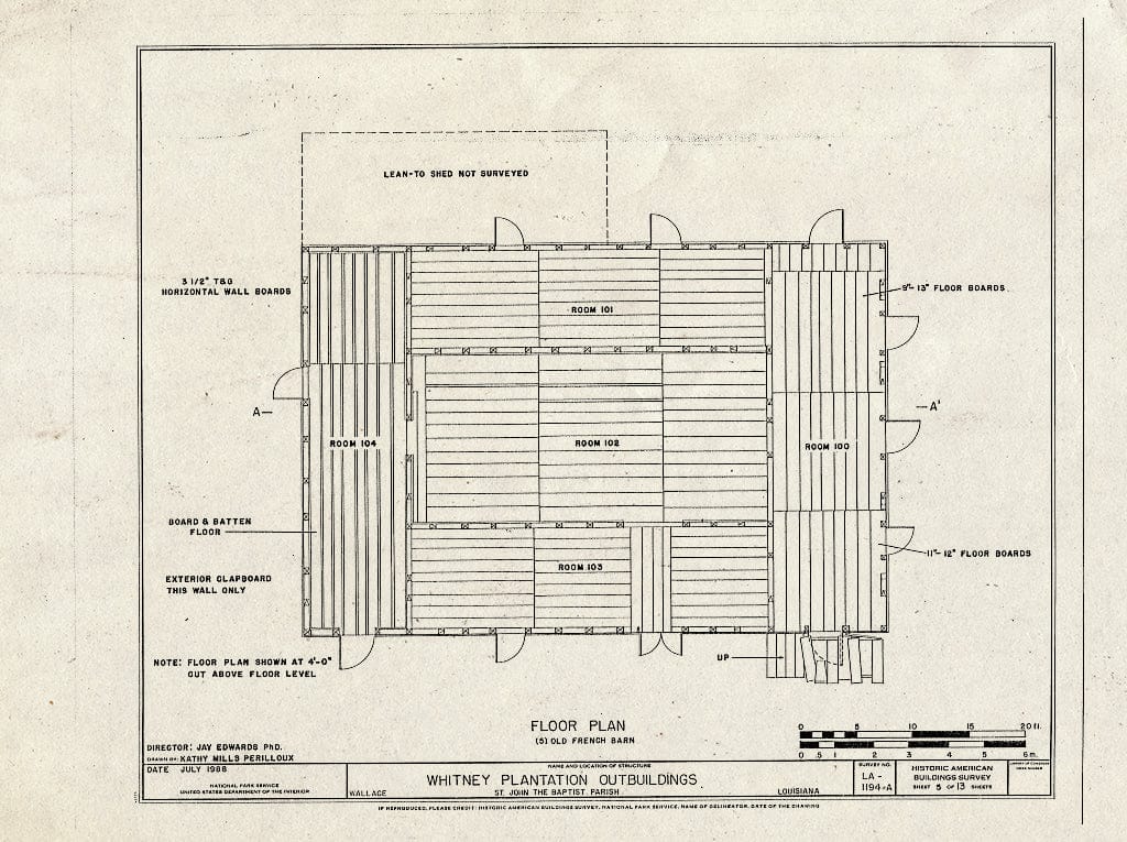 Blueprint HABS LA-1194-A (Sheet 5 of 13) - Whitney Plantation, Outbuildings, Louisiana Route 18, Wallace, St. John The Baptist Parish, LA