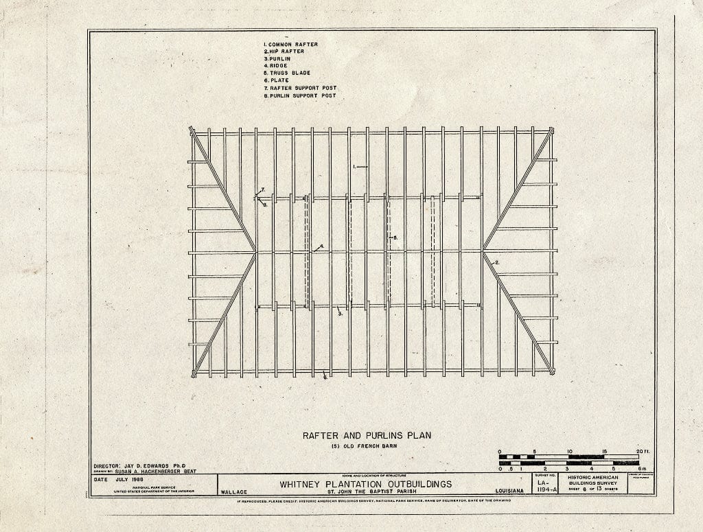 Blueprint HABS LA-1194-A (Sheet 6 of 13) - Whitney Plantation, Outbuildings, Louisiana Route 18, Wallace, St. John The Baptist Parish, LA