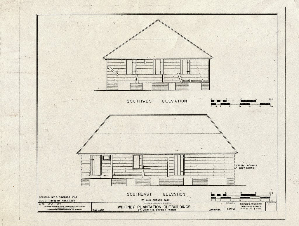 Blueprint HABS LA-1194-A (Sheet 8 of 13) - Whitney Plantation, Outbuildings, Louisiana Route 18, Wallace, St. John The Baptist Parish, LA