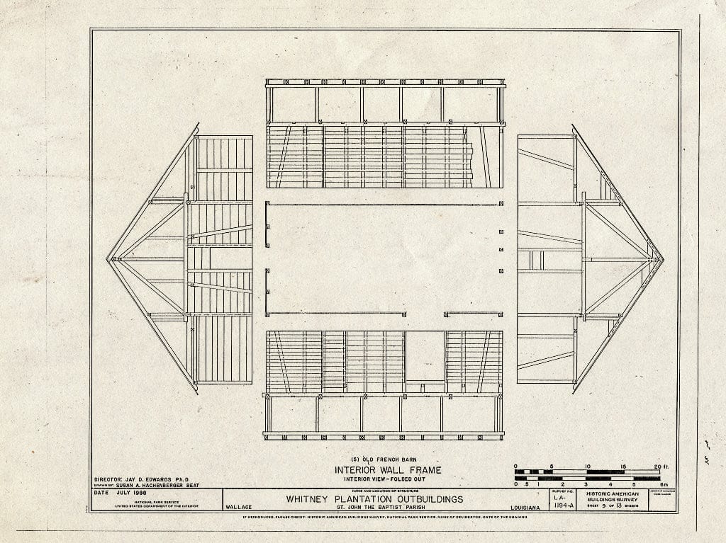 Blueprint HABS LA-1194-A (Sheet 9 of 13) - Whitney Plantation, Outbuildings, Louisiana Route 18, Wallace, St. John The Baptist Parish, LA